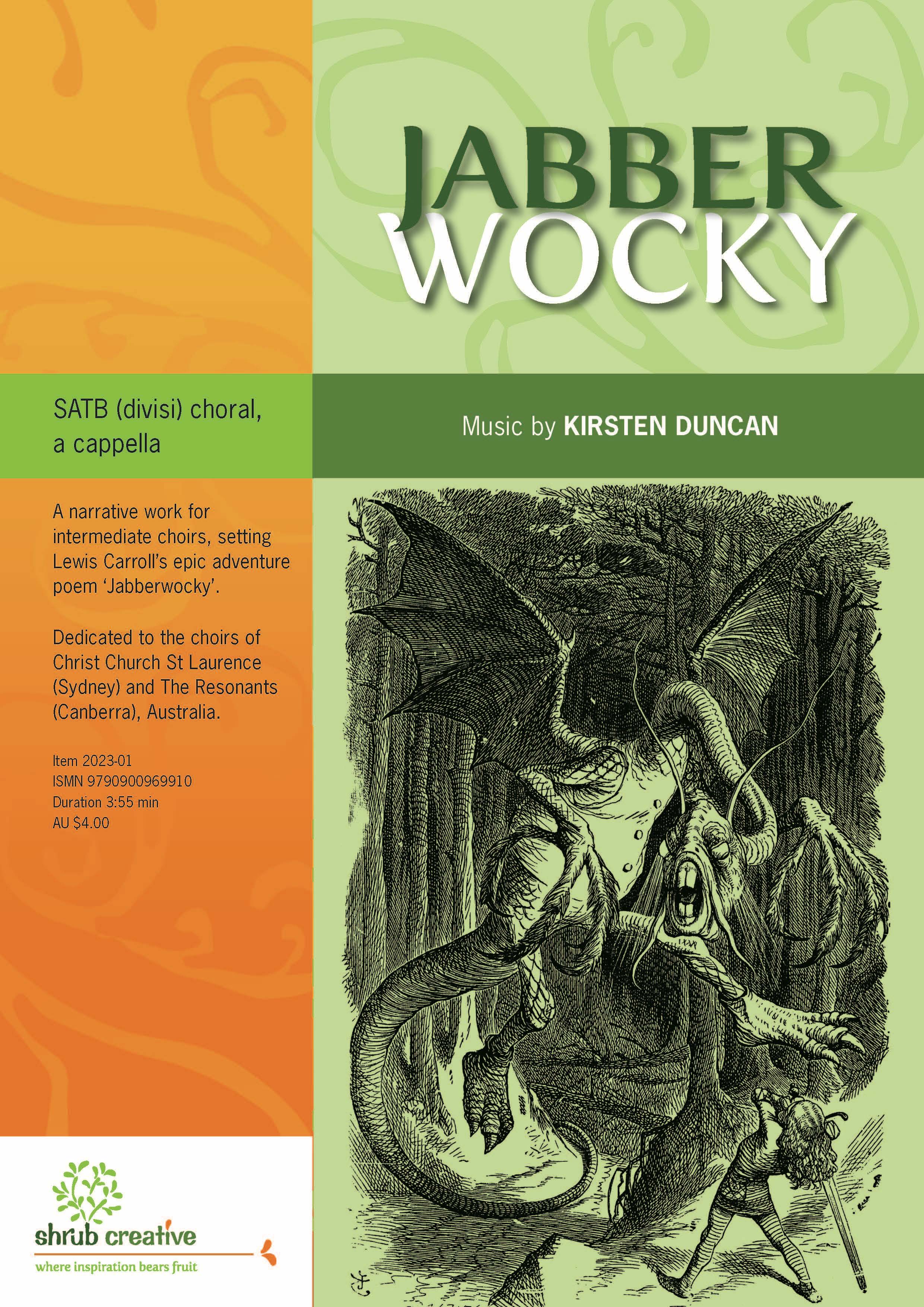 Jabberwocky. Click to open sample of score